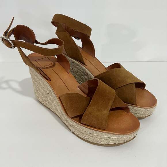 DOLCE VITA Pello Brown Suede Womens Espadrille Wedges Size 10 - Picture 3 of 12